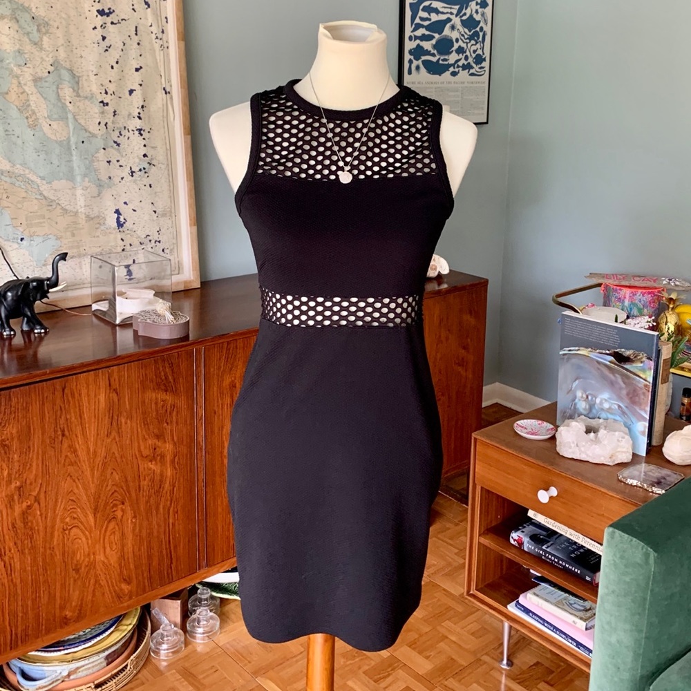 LA Black Fitted Cutout Mesh Dress Size S